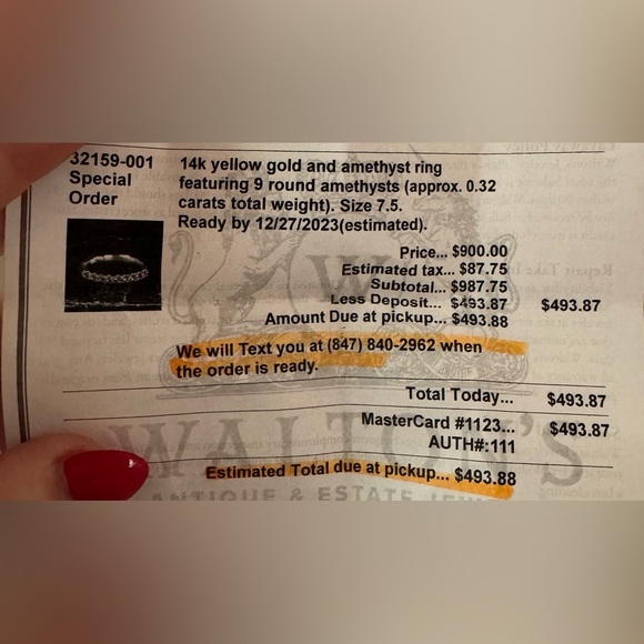 14k Yellow Gold and Amethyst Ring - 7.5 - Picture 7 of 7